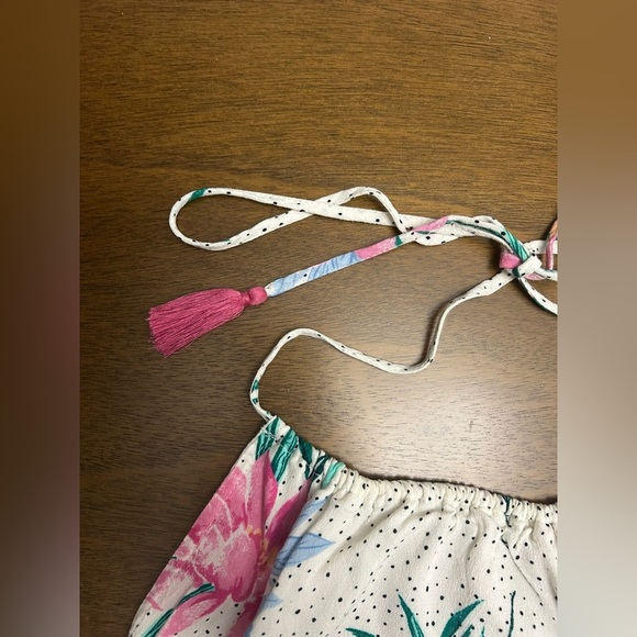 Floral Cropped Tank Top Women’s Size Small Straps Lounge Beach  Back Open (0253) - Picture 2 of 5